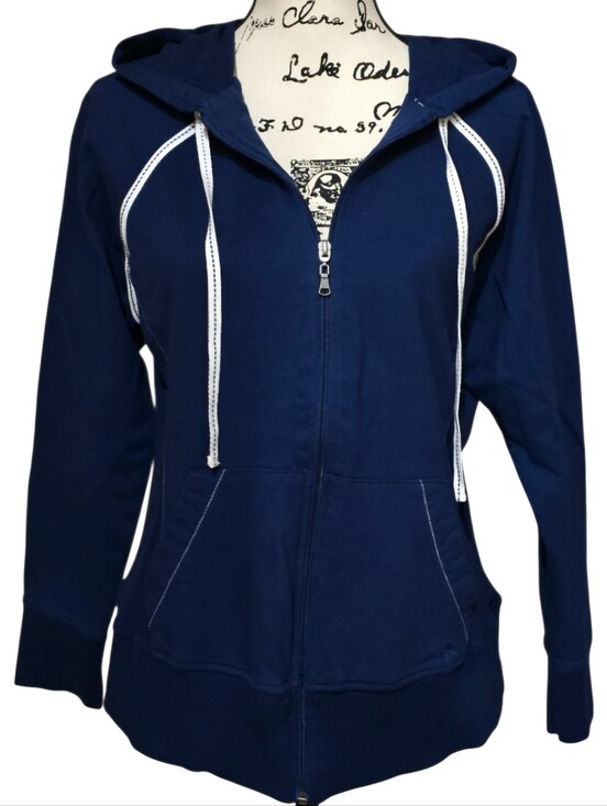 Danskin Tops - Danskin Navy Full‑Zip Hoodie with White Trim